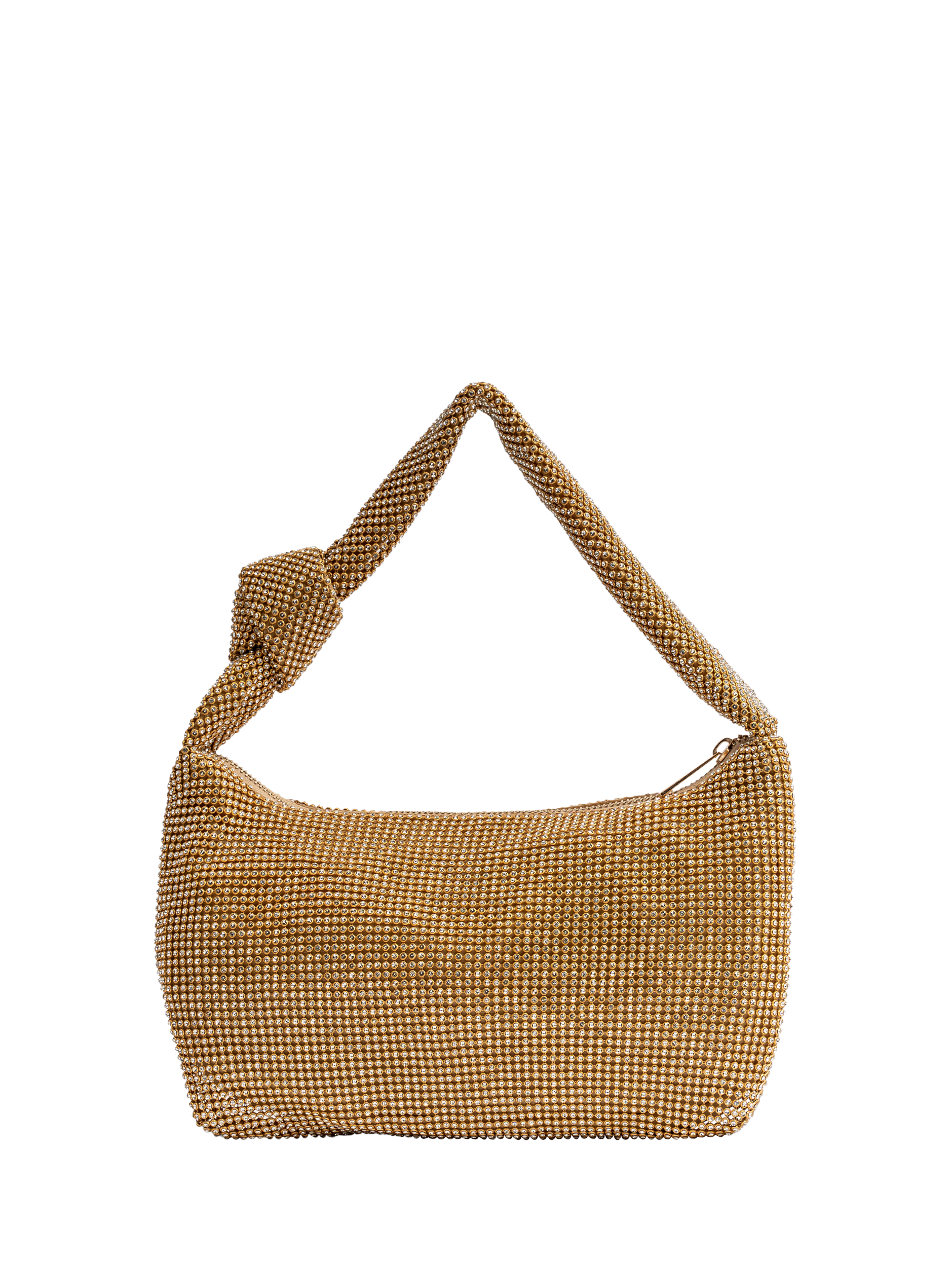 Product image 1 of 3, which shows Paradox London Danni Diamante Mesh Knot Bag, Gold