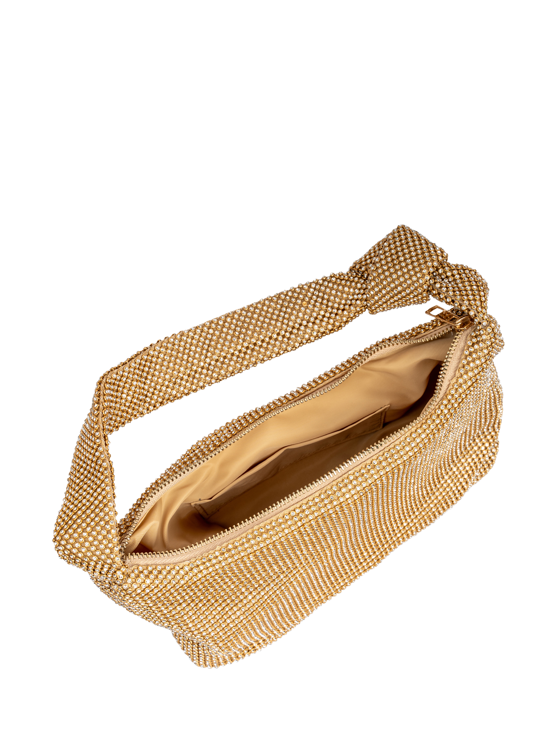 Product image 3 of 3, which shows Paradox London Danni Diamante Mesh Knot Bag, Gold