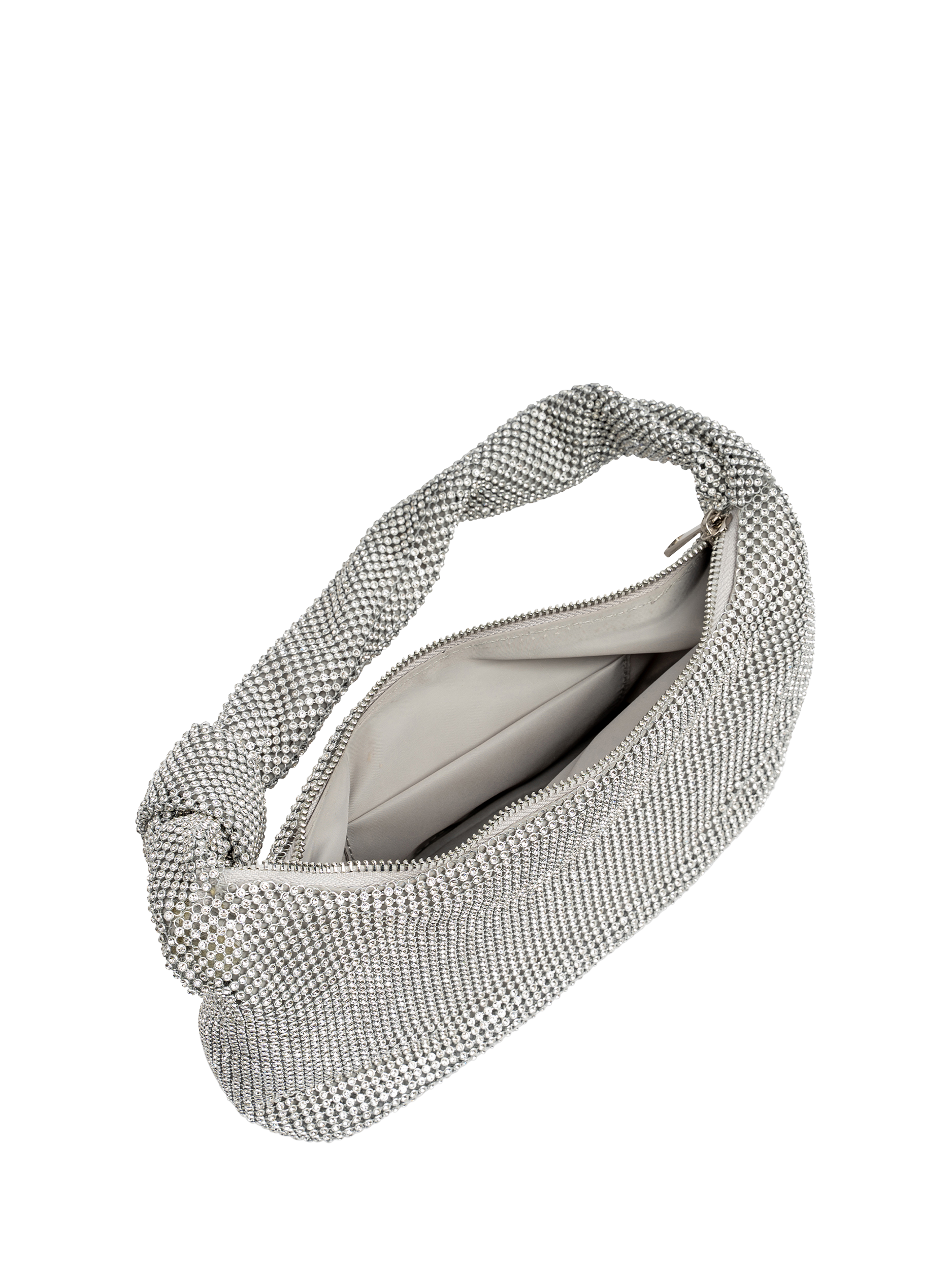 Product image 3 of 3, which shows Paradox London Danni Diamante Mesh Mini Shoulder Bag, Silver