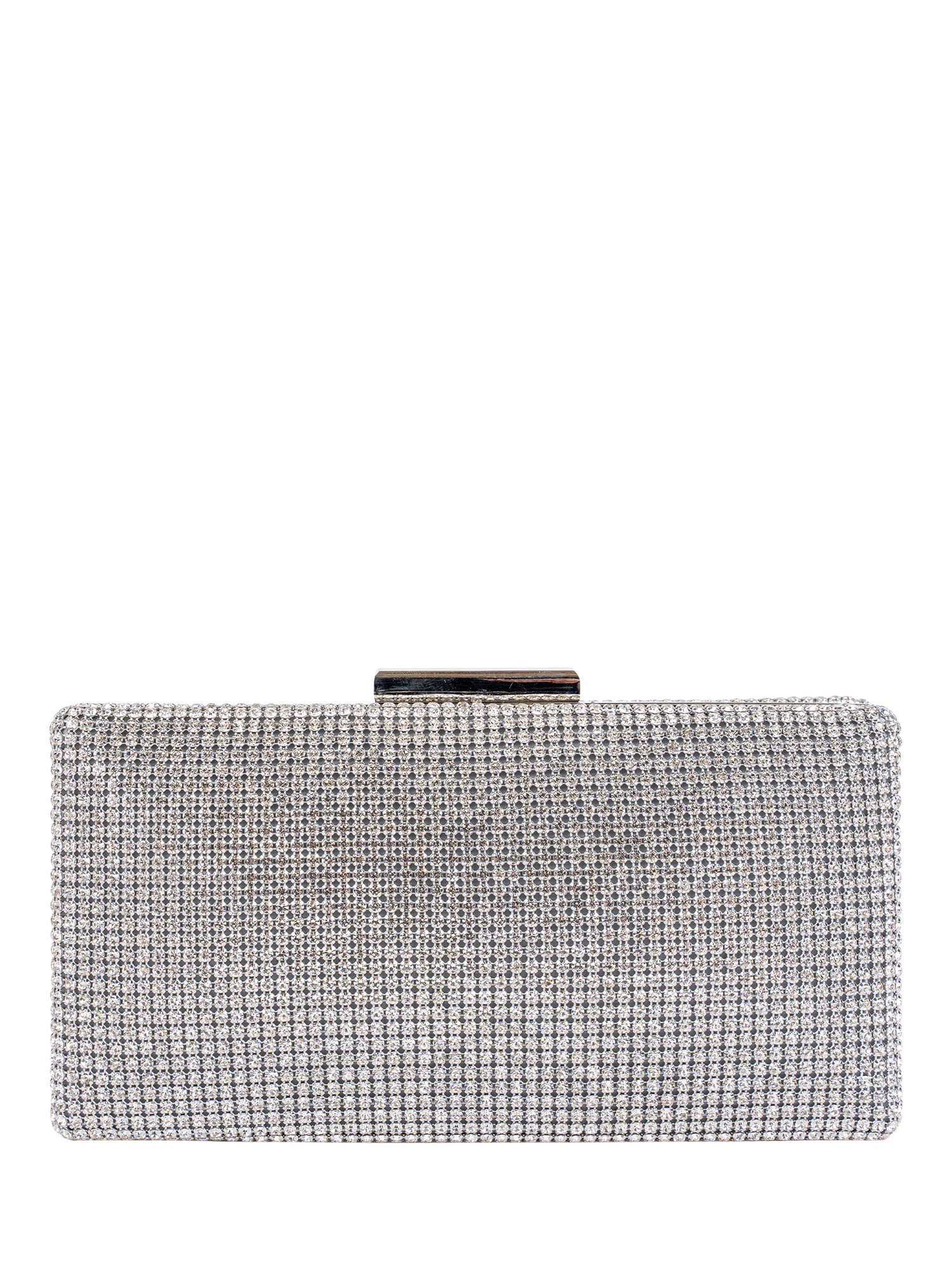 Product image 1 of 3, which shows Paradox London Debra Embellished Box Clutch Bag, Silver