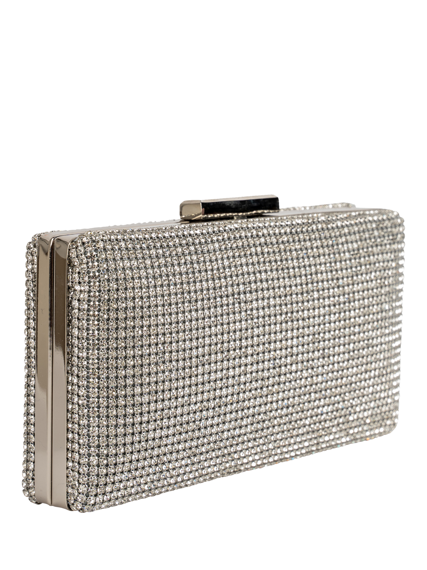 Product image 2 of 3, which shows Paradox London Debra Embellished Box Clutch Bag, Silver