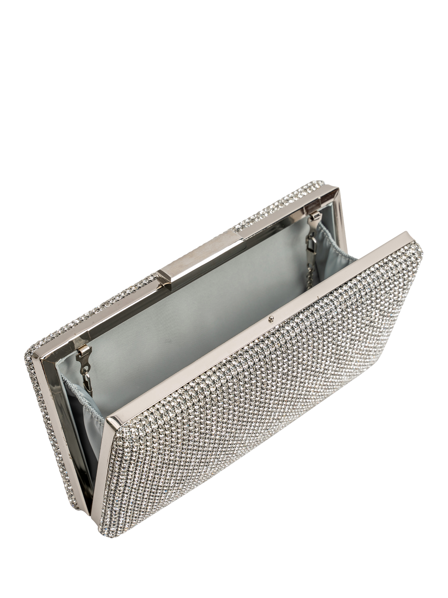Product image 3 of 3, which shows Paradox London Debra Embellished Box Clutch Bag, Silver