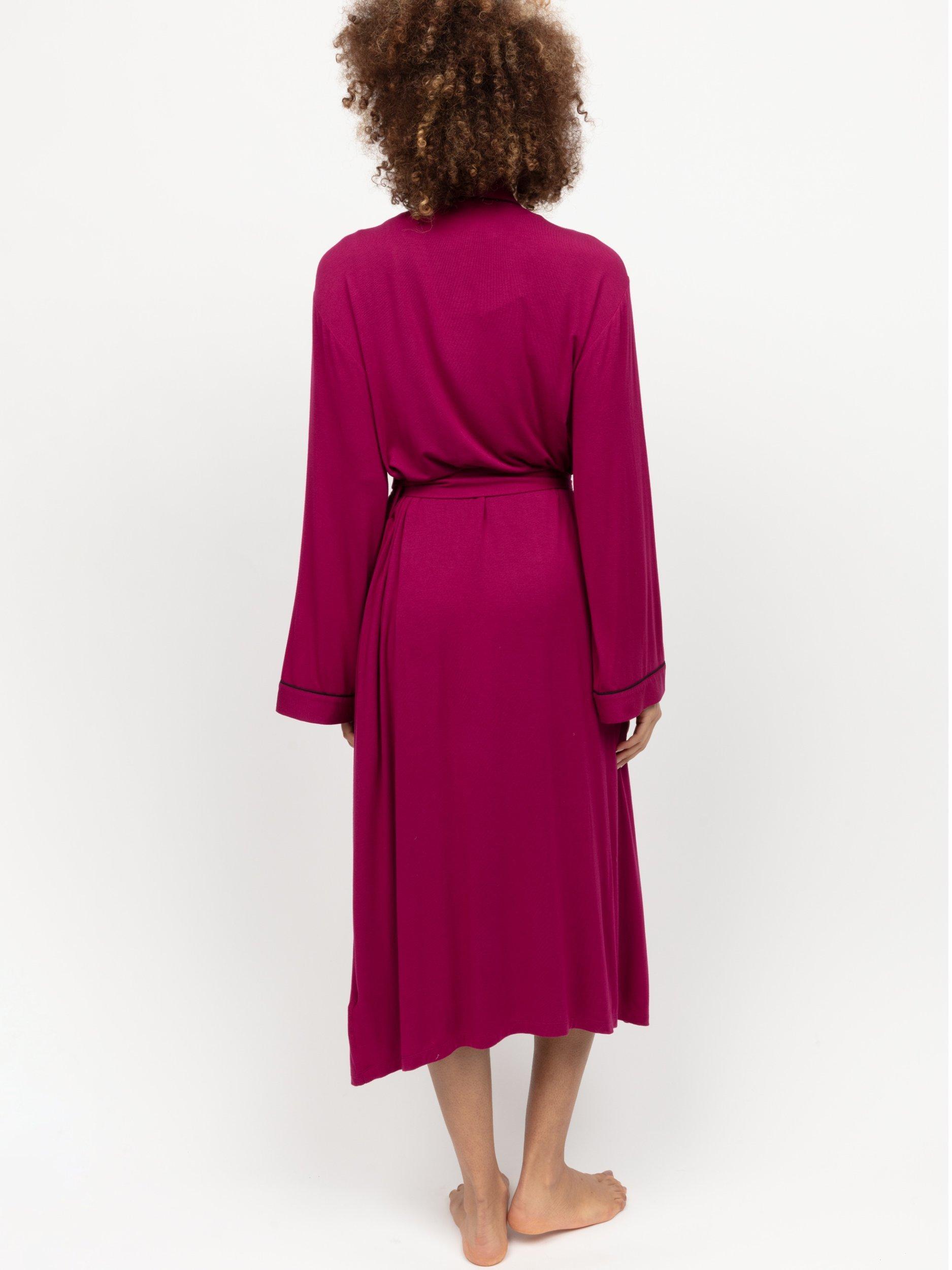 Product image 3 of 4, which shows Cyberjammies Penelope Jersey Long Dressing Gown, Berry, 6