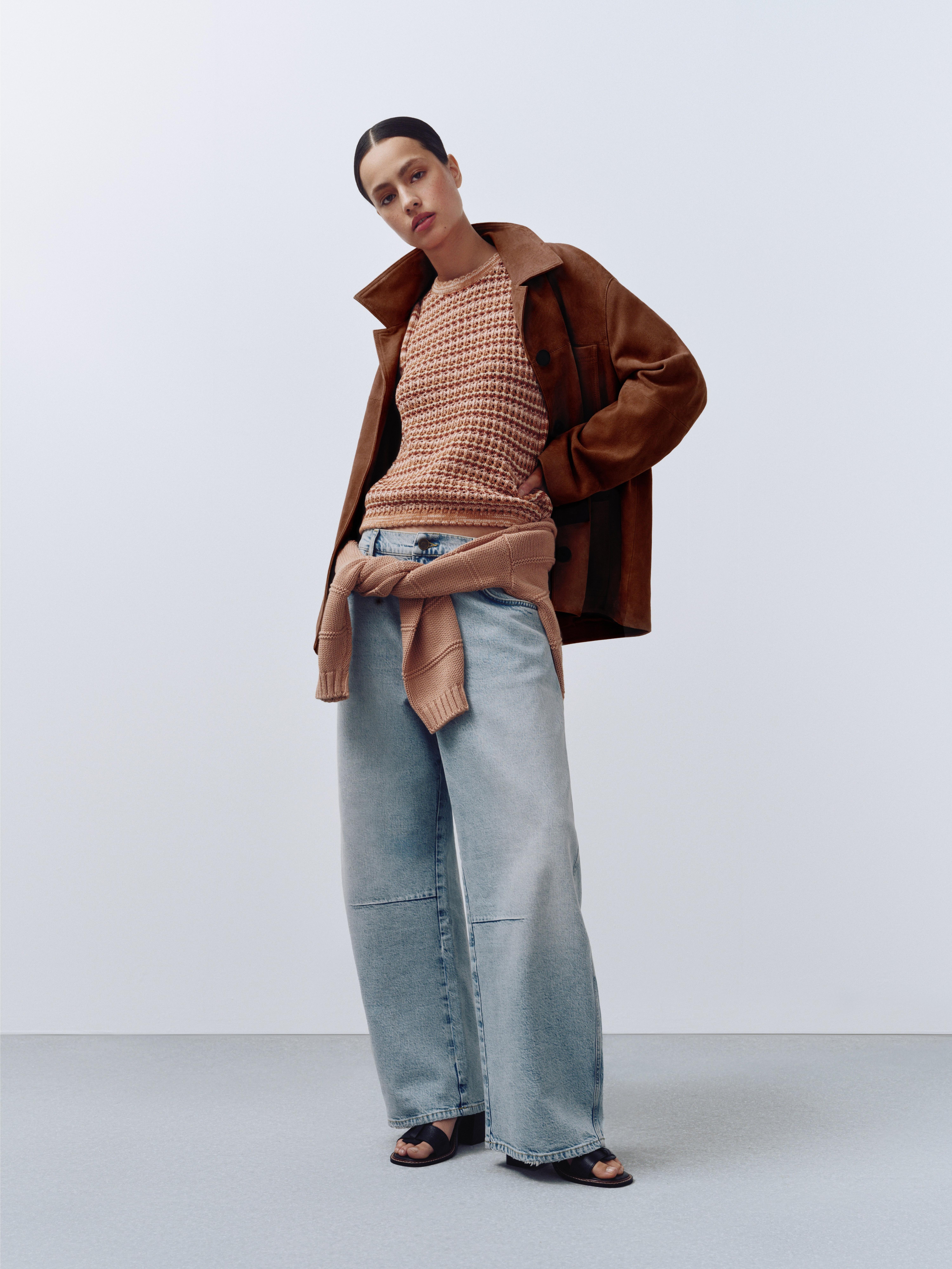 Product image 7 of 7, which shows AND/OR Aire Textured Stripe Jumper, Orange, XL