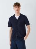 Kin Revere Collar Short Sleeve Pointelle Cotton Knit Shirt, Friar Brown