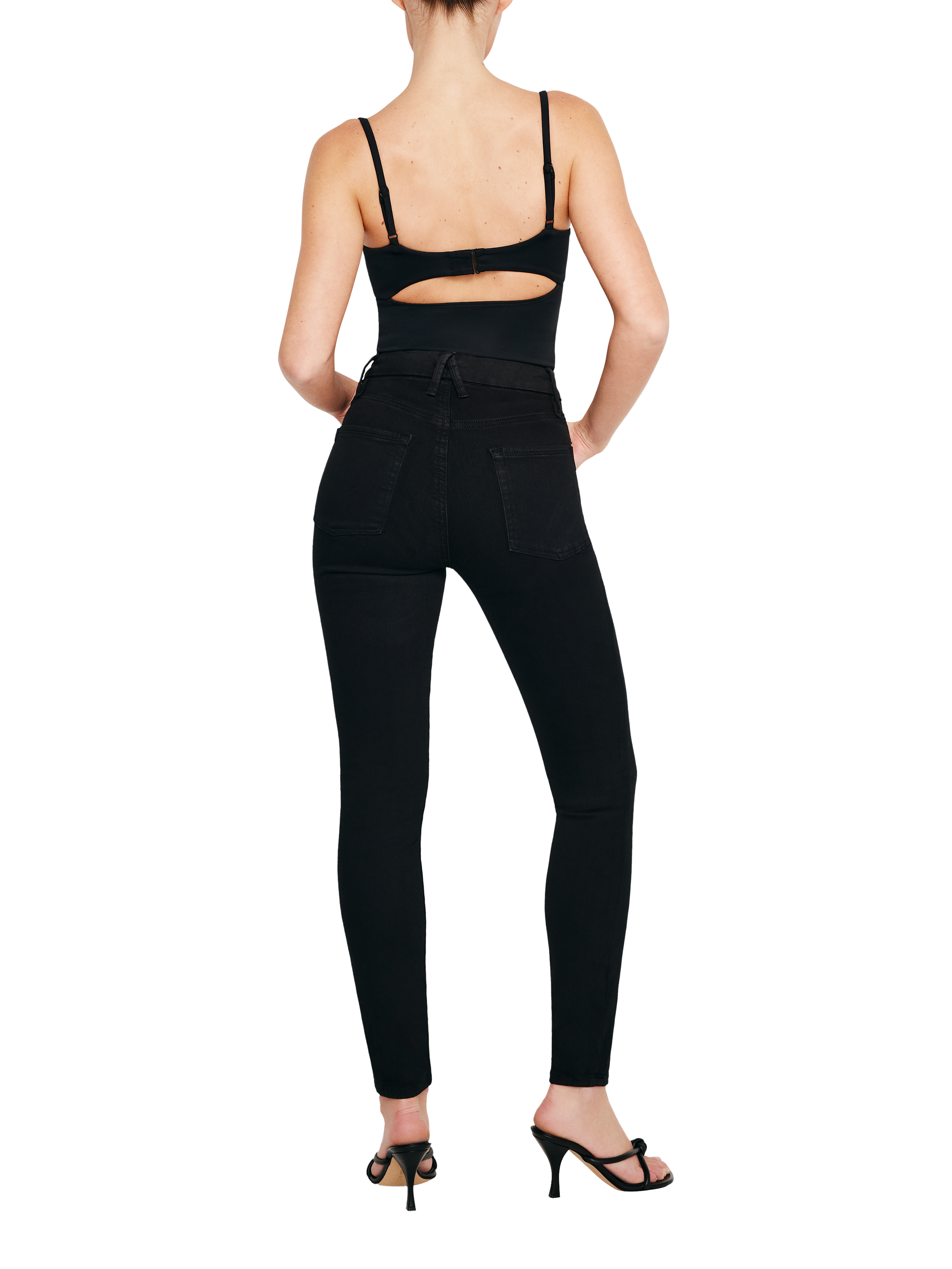 Product image 3 of 4, which shows Good American Good Legs Skinny Jeans, Black, 24