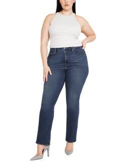 Good American Good Legs Straight Jeans, Blue, Blue