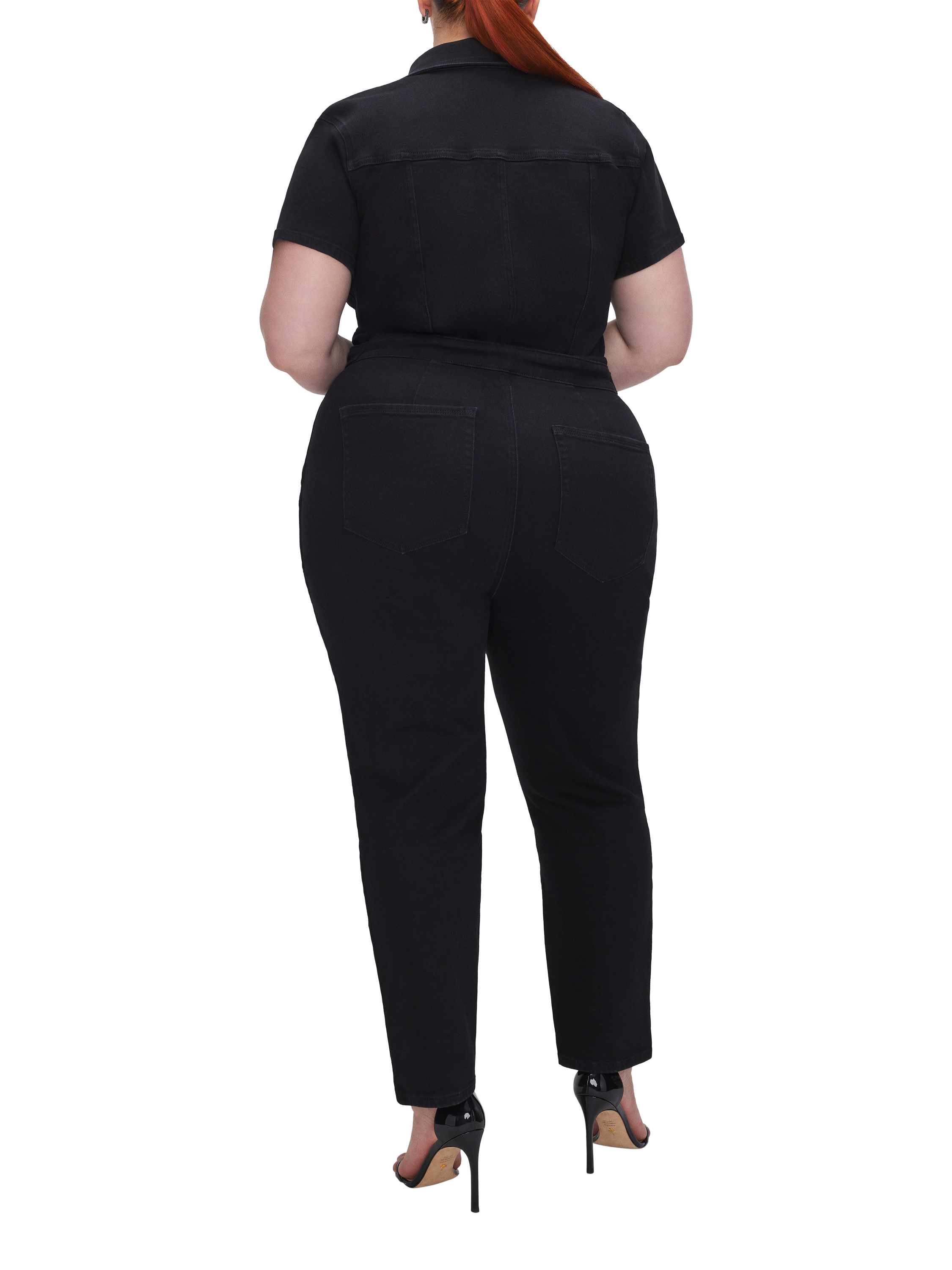 Product image 2 of 3, which shows Good American Fit For Success Denim Jumpsuit, Black, XS