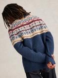 White Stuff Lewis Funnel Neck Fairisle Jumper, Navy Multi