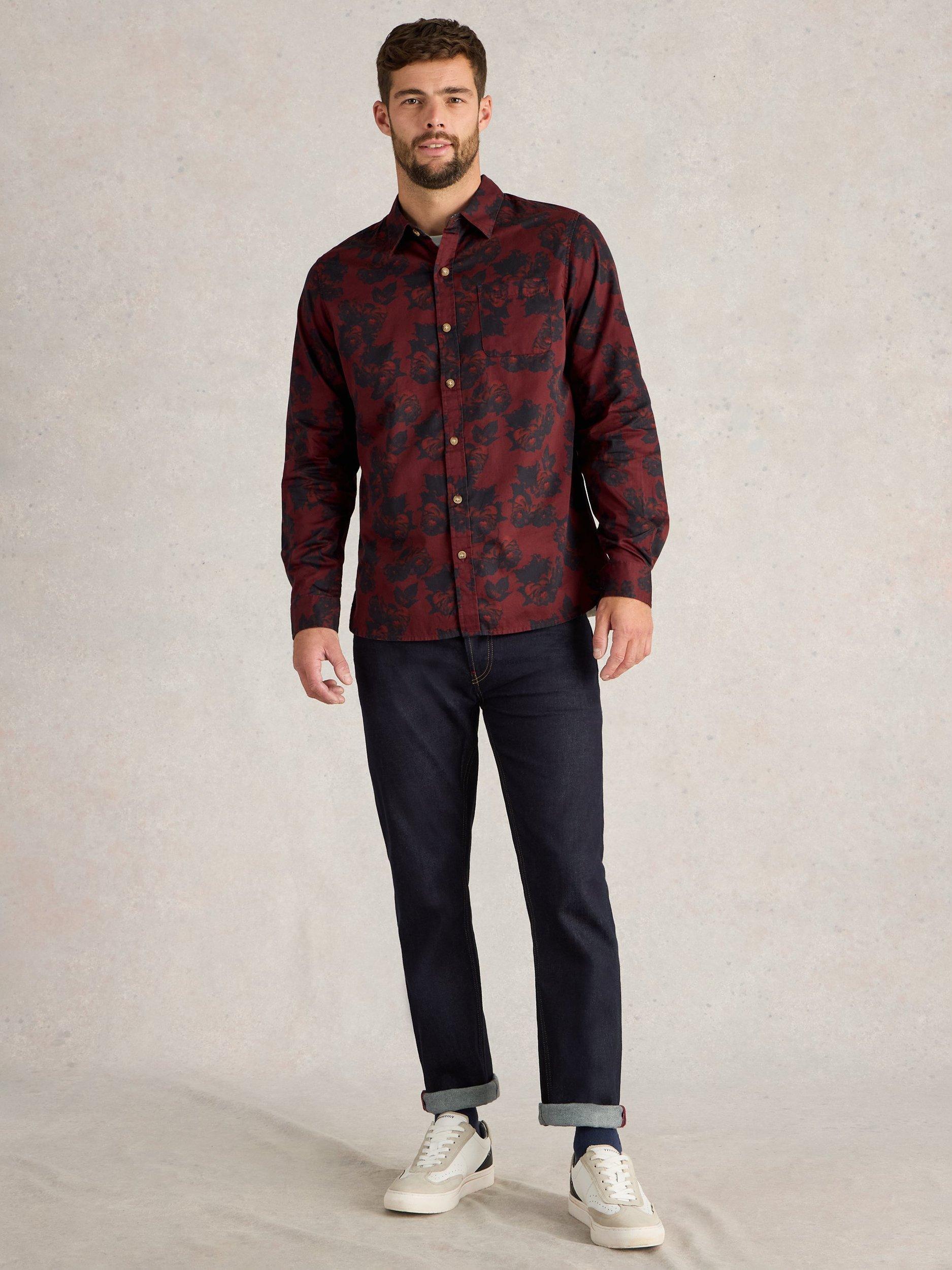 White Stuff Cotton Regular Fit Floral Shirt, Red/Multi