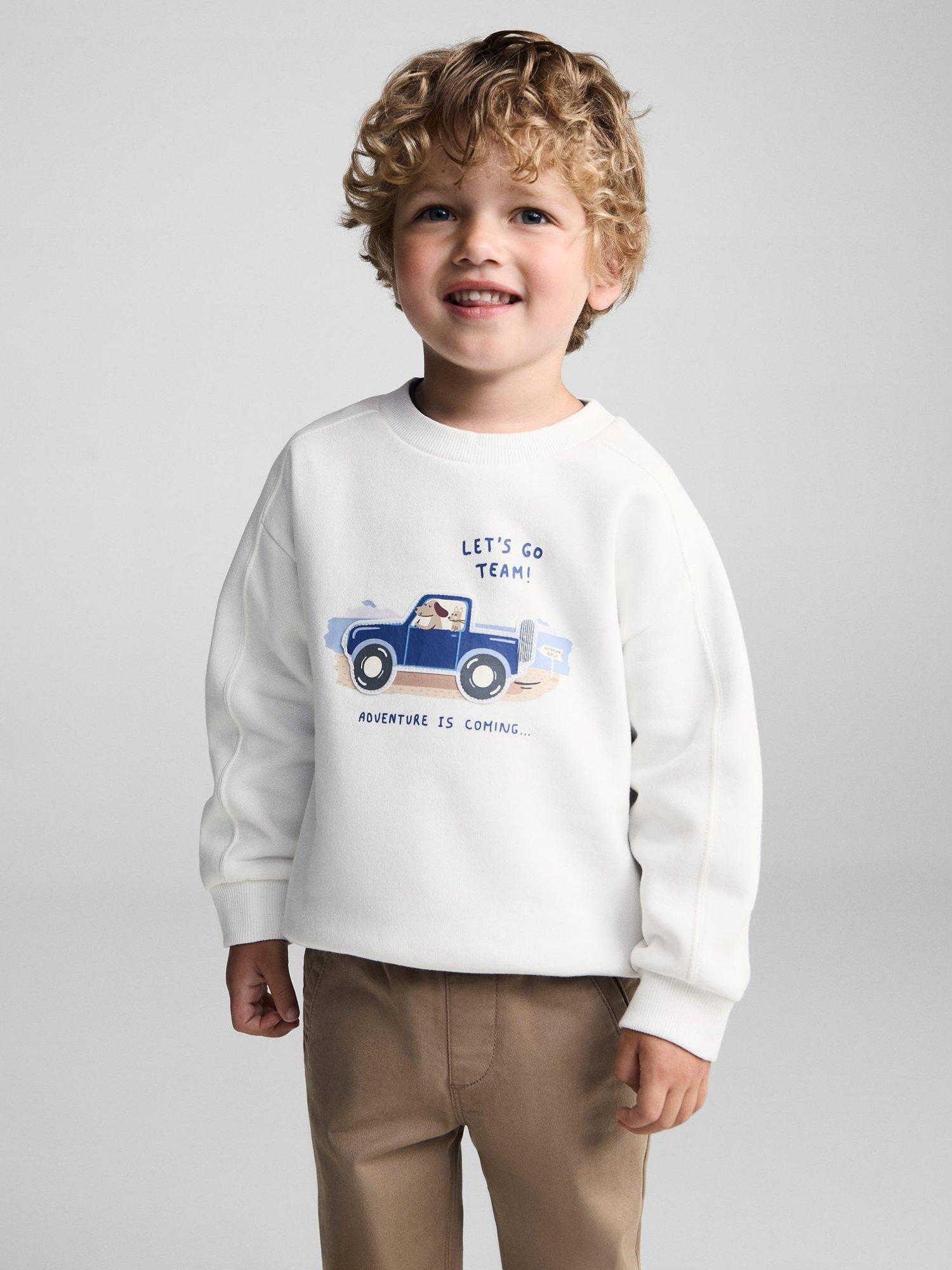 Mango Kids' Car Sweatshirt, Natural White