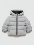 Mango Kids' Aldo Quilted Hooded Jacket, Pastel Grey