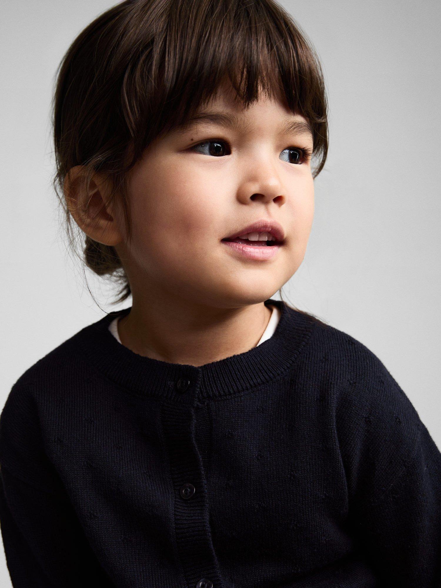 Product image 6 of 7, which shows Mango Kids' Sally Fine Knit Cardigan, Navy, 12-18 months