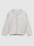 Mango Kids' Sally Fine Knit Cardigan, Light Grey