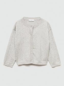 Mango Kids' Sally Fine Knit Cardigan, Light Grey