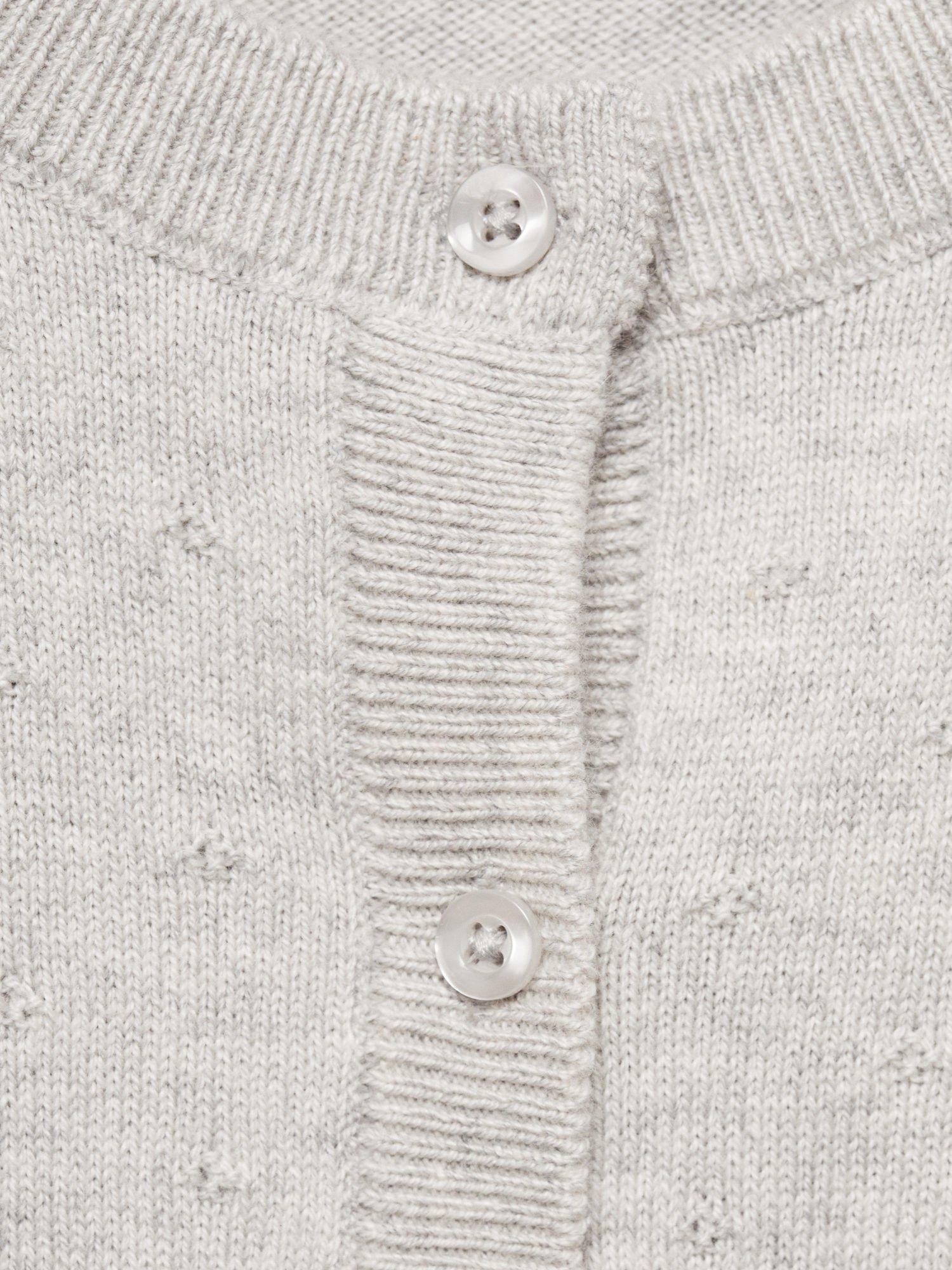 Product image 4 of 4, which shows Mango Kids' Sally Fine Knit Cardigan, Light Grey, 9-12 months