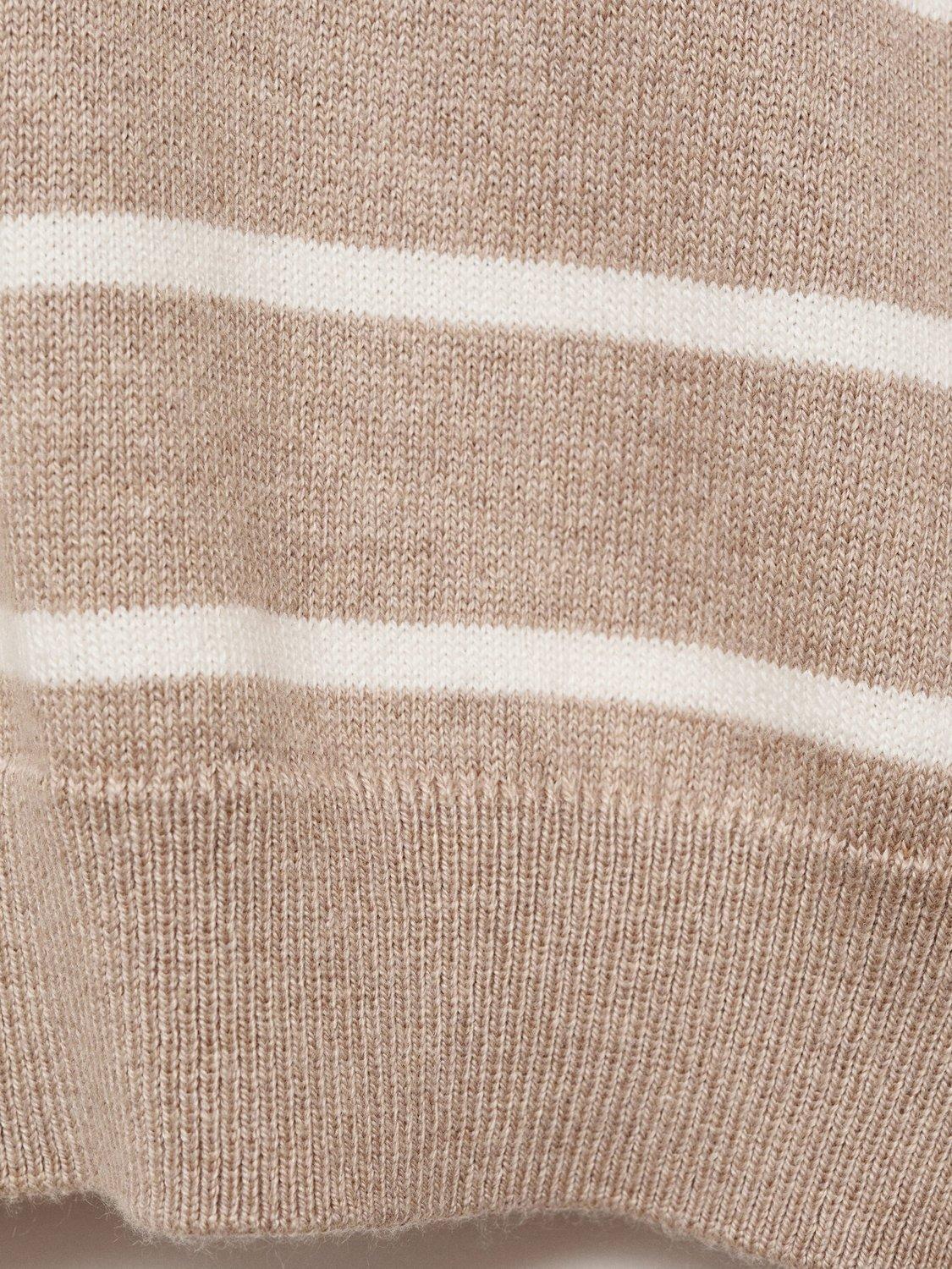 Product image 5 of 7, which shows Mango Kids' Katie Polo Collar Stripe Jumper, Lt Pastel Brown, 5-6 years
