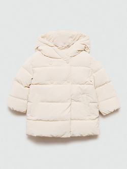 Mango Kids' Julie Hooded Puffer Jacket, Light Beige, Light Beige