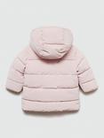 Mango Kids' Julie Quilted Hooded Jacket, Pastel Pink