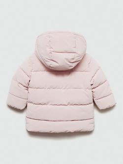 Mango Kids' Julie Quilted Hooded Jacket, Pastel Pink - view 2, Pastel Pink