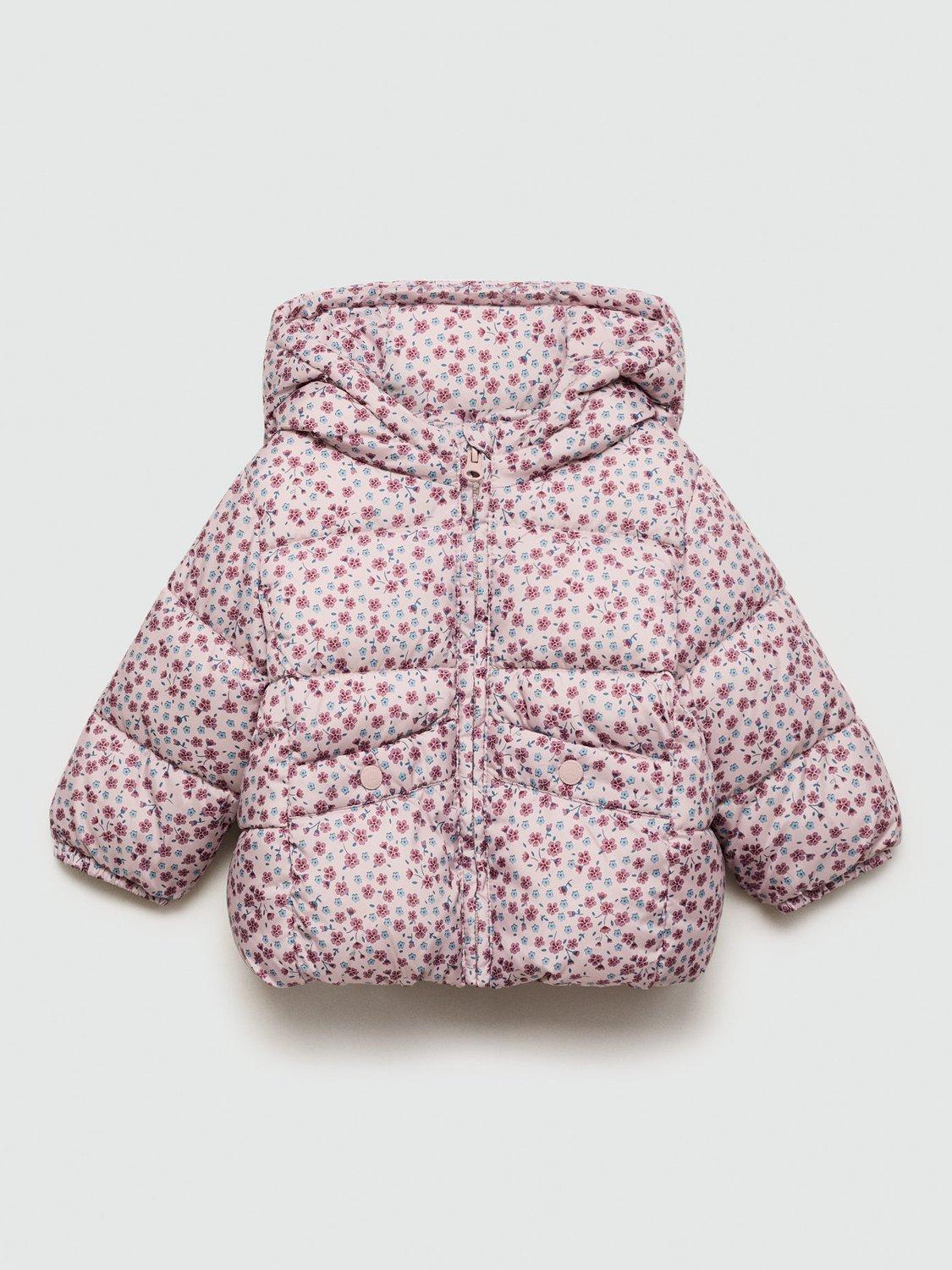 Mango Kids' June Floral Puffer Jacket, Pink/Multi