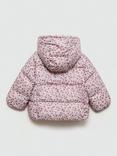 Mango Kids' June Floral Puffer Jacket, Pink/Multi