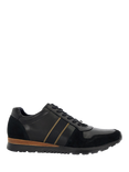 Dune Treck Leather Trainers, Black-Black Leather