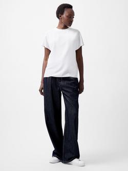 French Connection Caprina Crepe Crew Neck Top, Winter White, Winter White