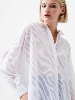 French Connection Zebra Print Devore Popover Shirt, Winter White - view 2, Winter White