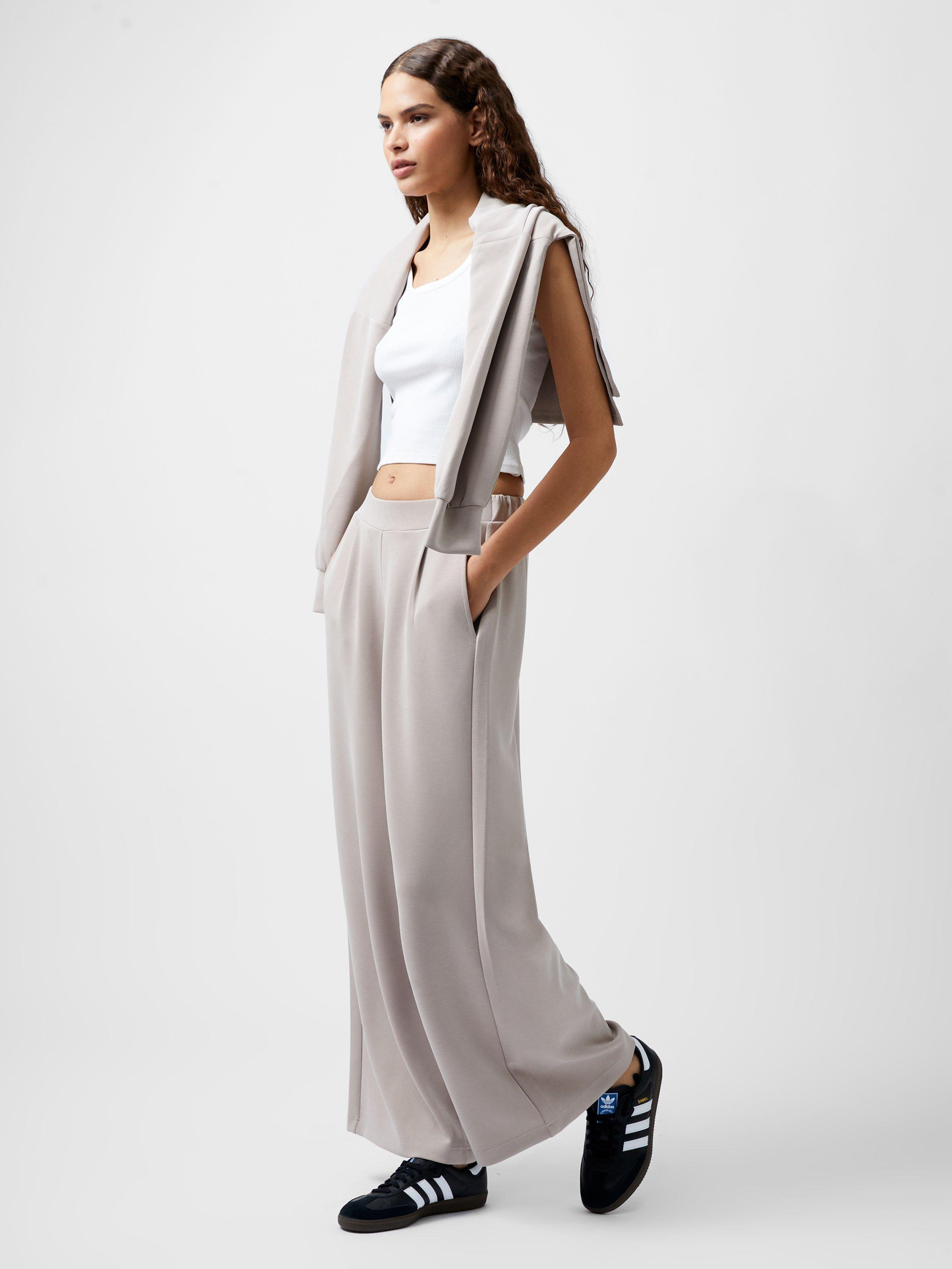 Product image 1 of 4, which shows French Connection Wren Wide Leg Trousers, Washed Macchiato, XS