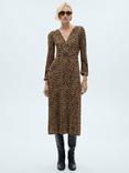 Mango Lin Leopard Print Midi Dress, Brown/Multi