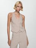 Mango Lapi Pinstripe Waistcoat, Beige