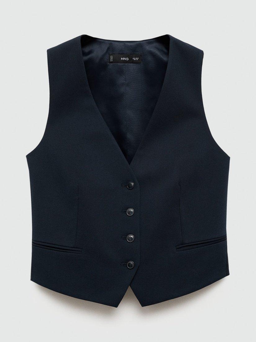 Product image 3 of 8, which shows Mango Boreal Tailored Waistcoat, Navy, XXS