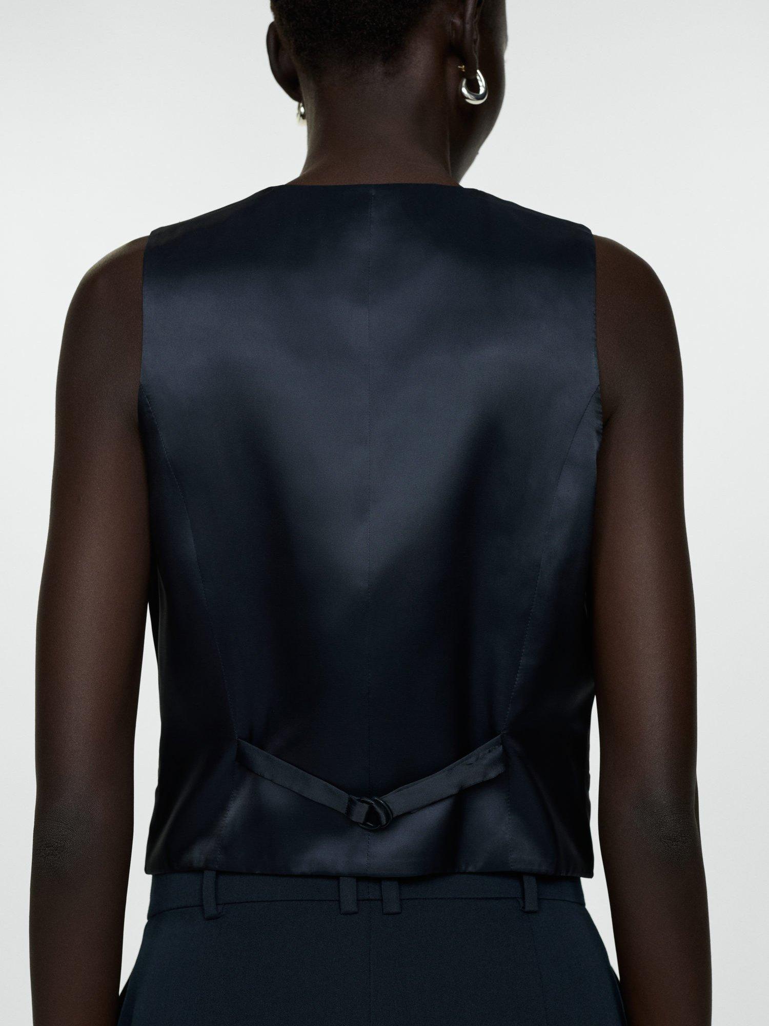 Product image 4 of 8, which shows Mango Boreal Tailored Waistcoat, Navy, XXS