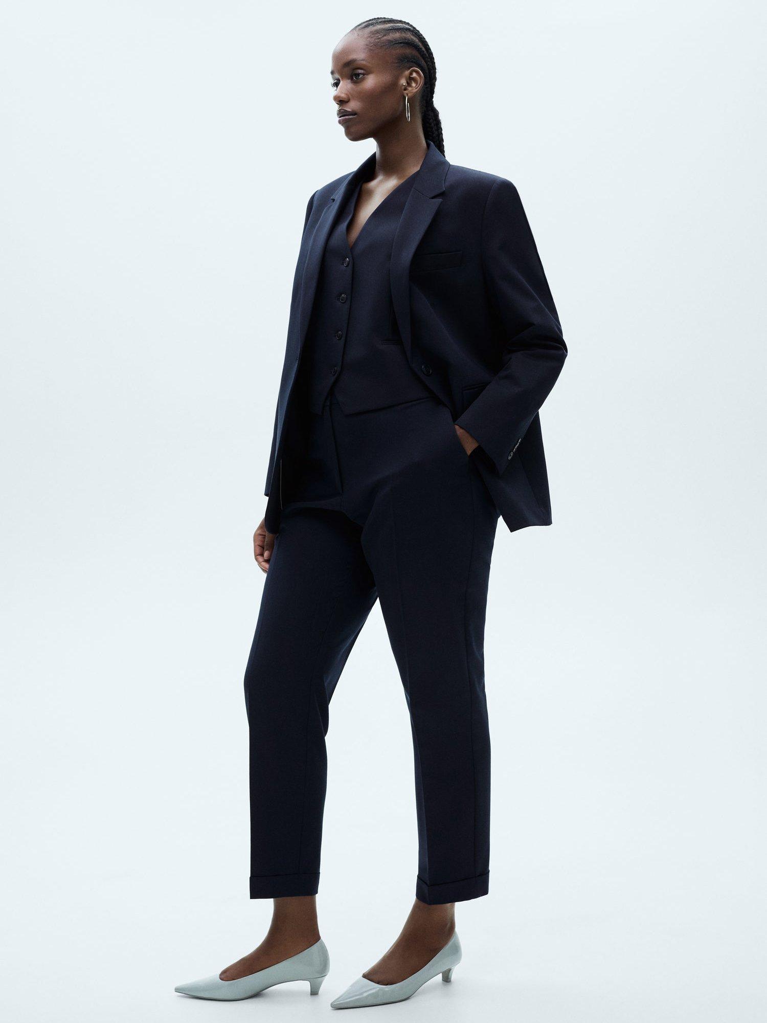 Product image 7 of 8, which shows Mango Boreal Tailored Waistcoat, Navy, XXS