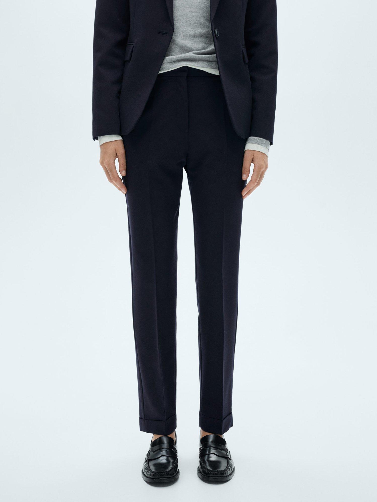 Mango Boreal Straight Leg Suit Trousers, Navy
