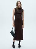 Mango Marshy Straight Midi Dress, Dark Brown