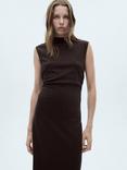 Mango Marshy Straight Midi Dress, Dark Brown