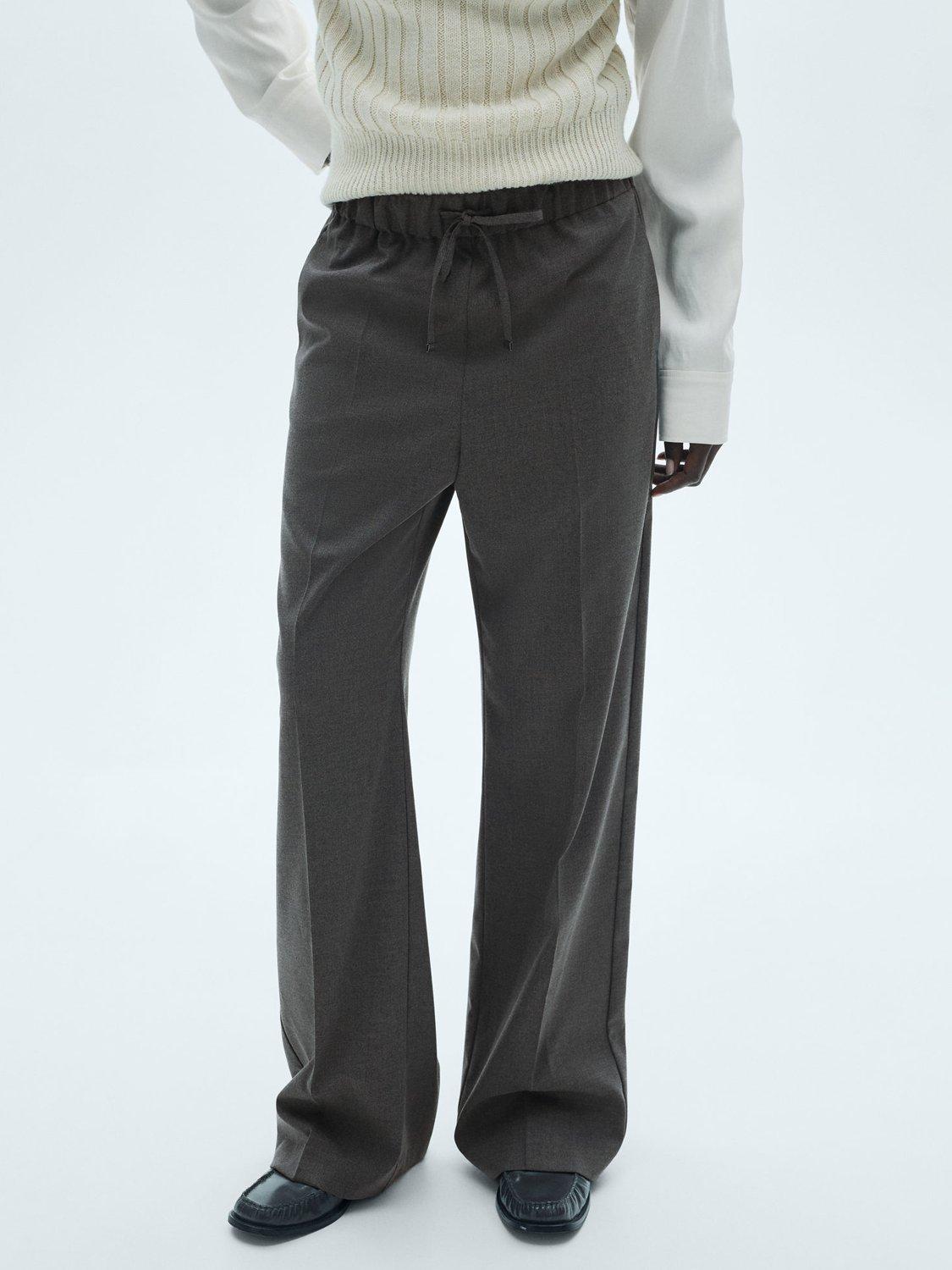 Mango Lazy Straight Leg Trousers, Grey