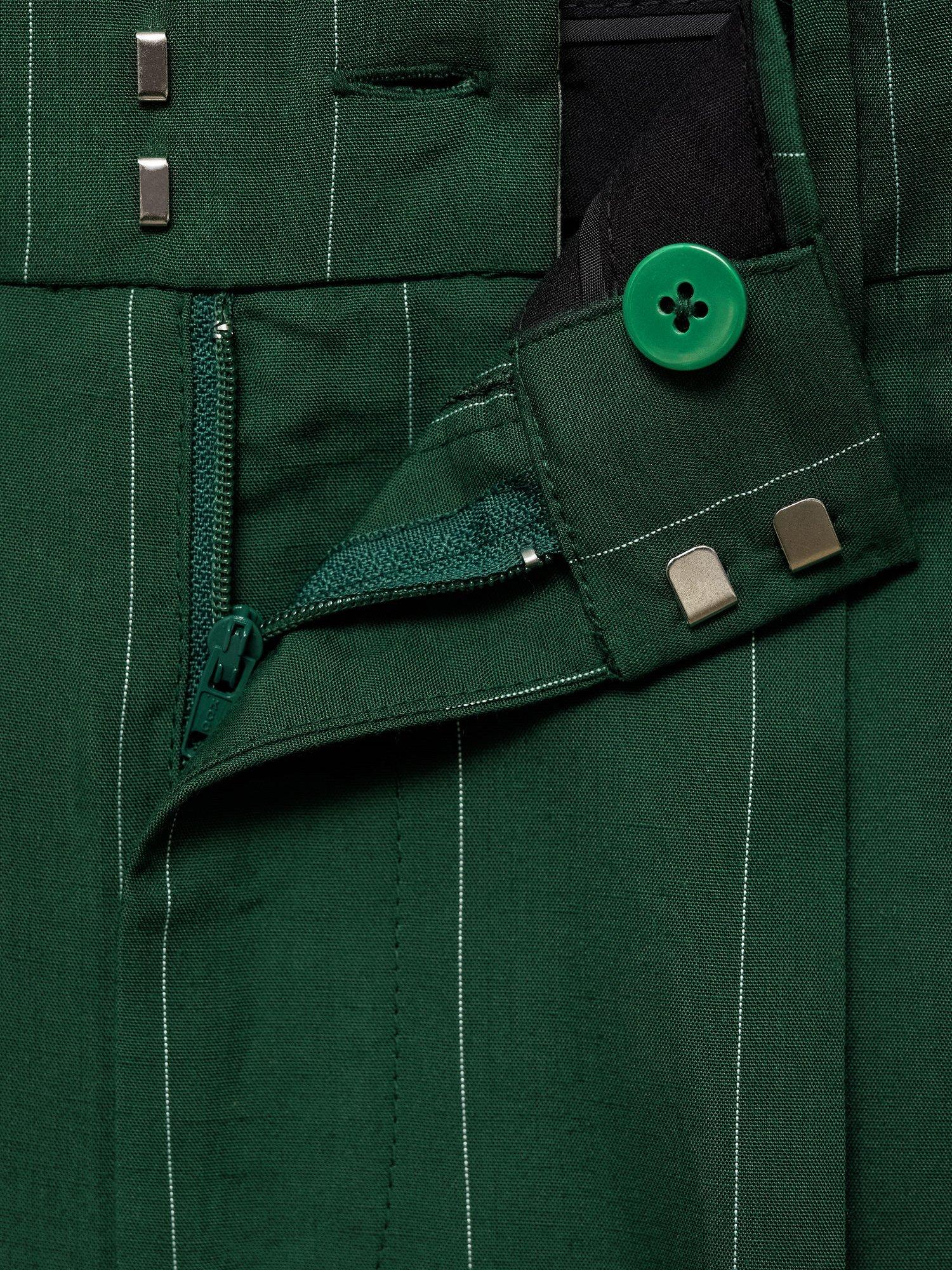 Product image 5 of 8, which shows Mango Boing Wide Leg Pinstripe Trousers, Green, 10