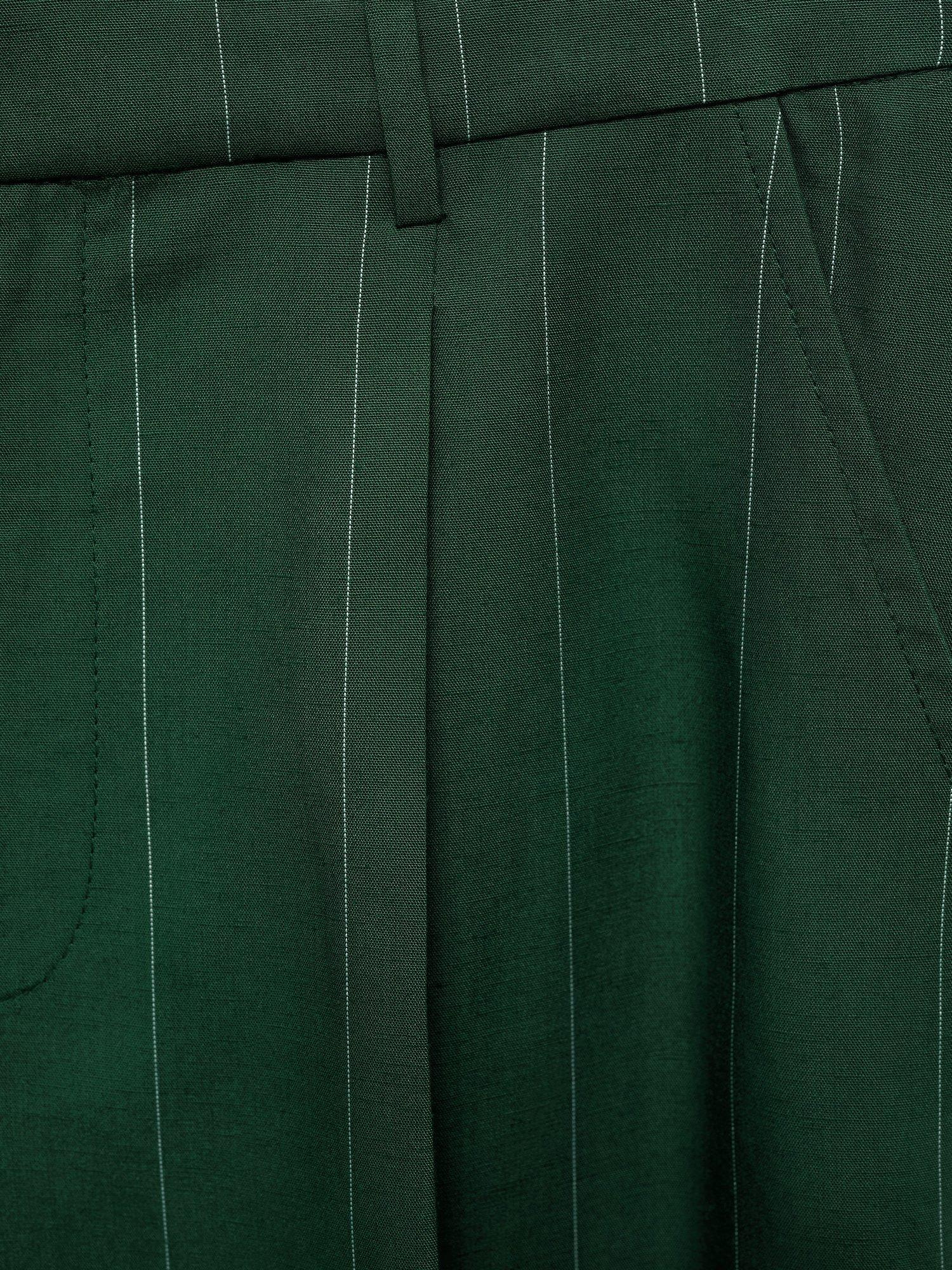 Product image 8 of 8, which shows Mango Boing Wide Leg Pinstripe Trousers, Green, 10