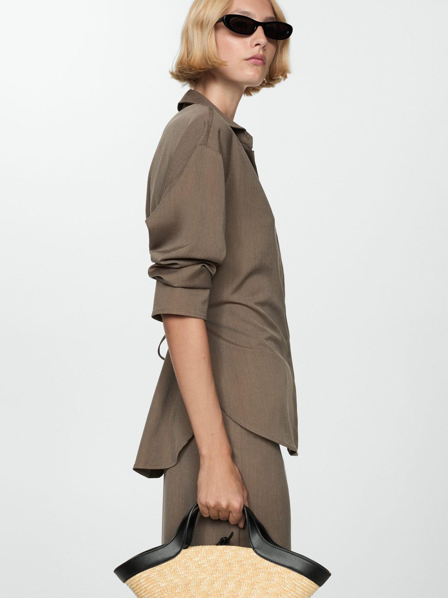 Mango Office Oversized Shirt, Brown