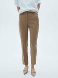 Mango Warm Dogtooth Skinny Trousers, Brown/Multi