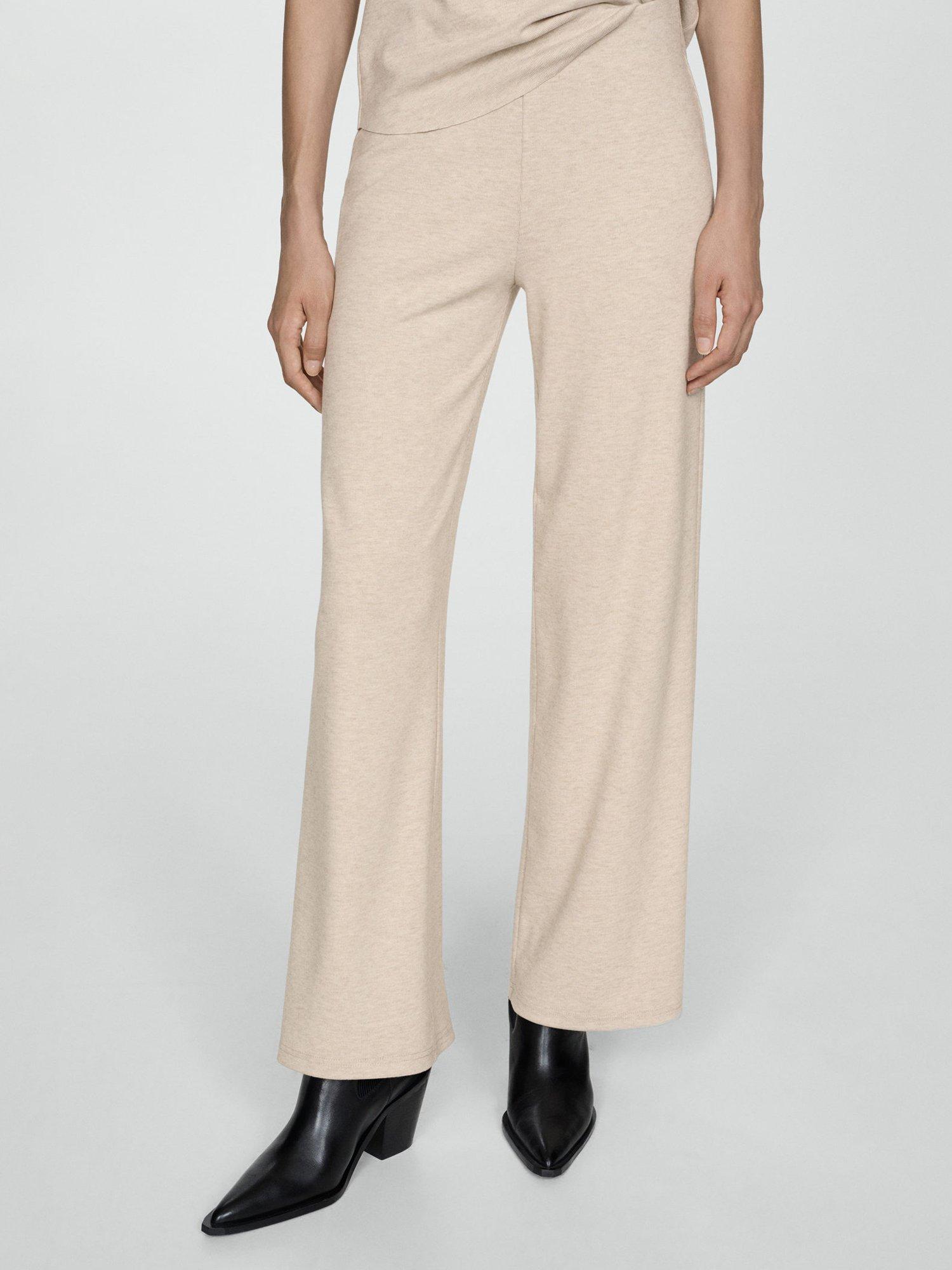 Product image 4 of 4, which shows Mango Michigan Wide Leg Trousers, Light Beige, XXS