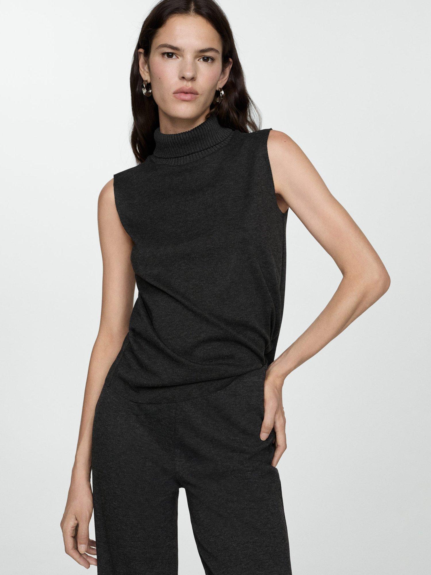 Product image 2 of 5, which shows Mango Michigan Wide Leg Trousers, Dark Grey, XXS