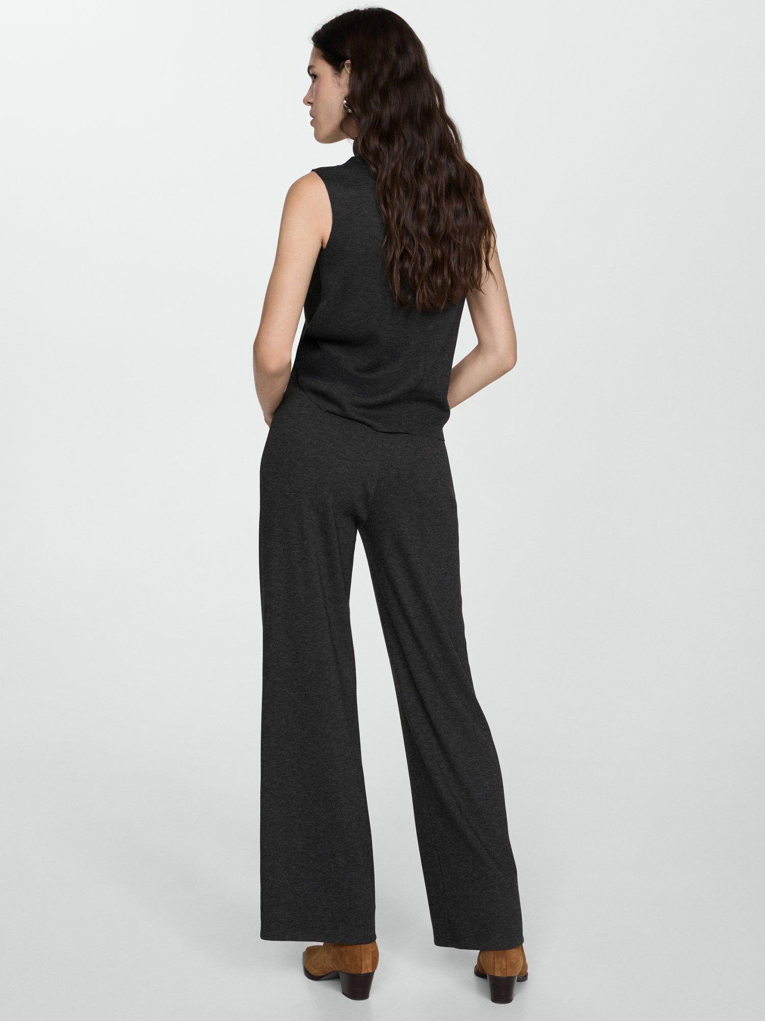 Product image 4 of 5, which shows Mango Michigan Wide Leg Trousers, Dark Grey, XXS