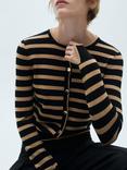 Mango Lucca Stripe Cardigan, Brown/Black