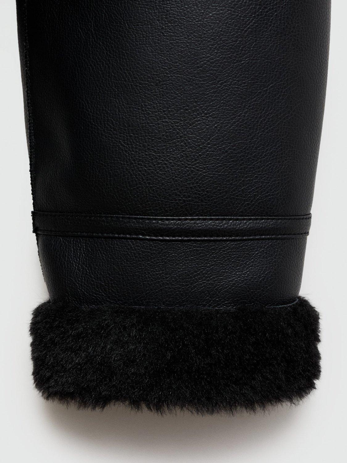 Product image 5 of 7, which shows Mango Adri Faux Leather Oversized Biker Jacket, Black, M