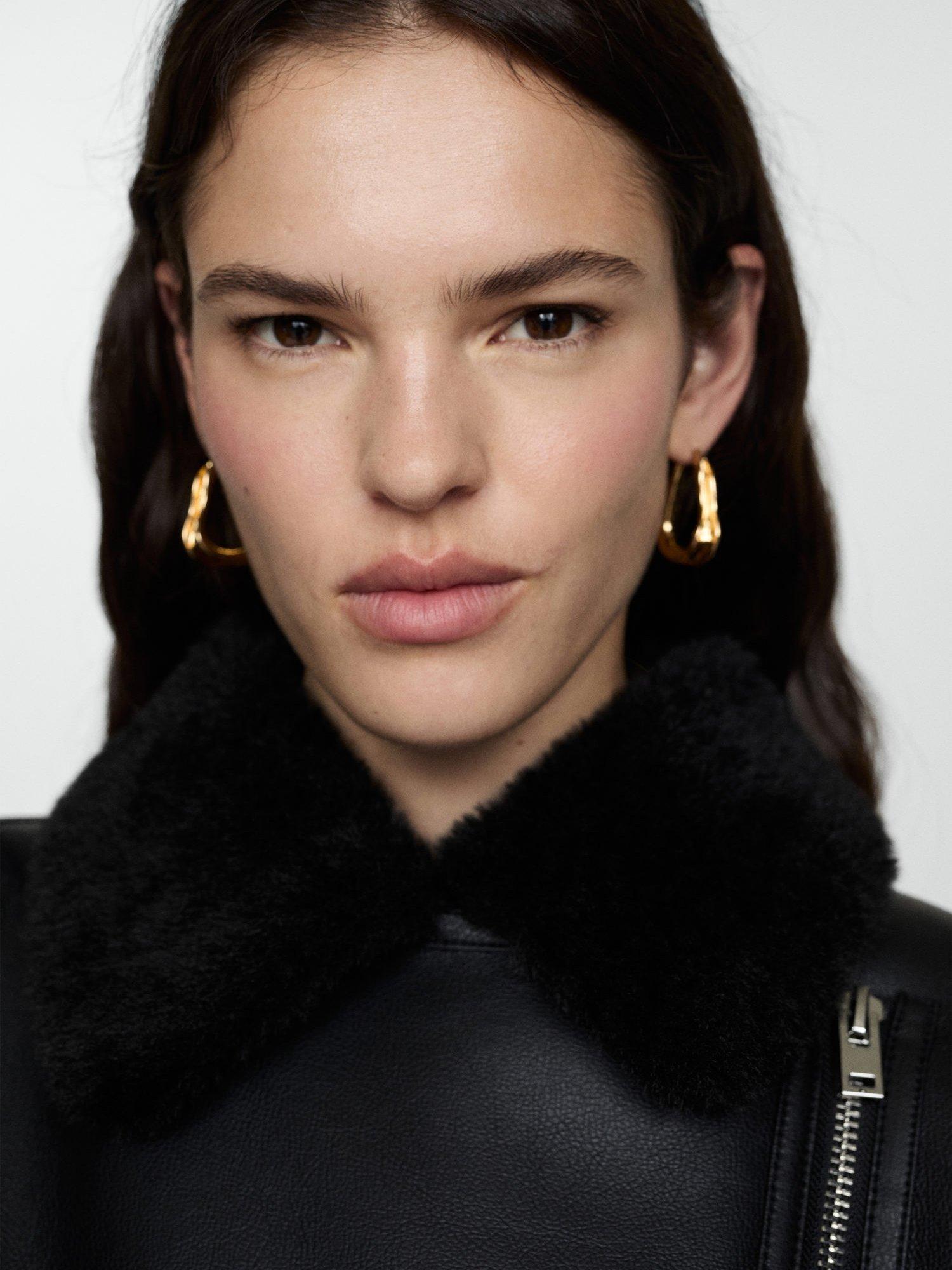 Product image 6 of 7, which shows Mango Adri Faux Leather Oversized Biker Jacket, Black, M