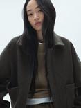 Mango Candy Boxy Zipped Jacket, Grey